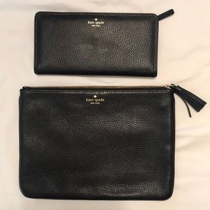 Brand new kate spade black leather clutch